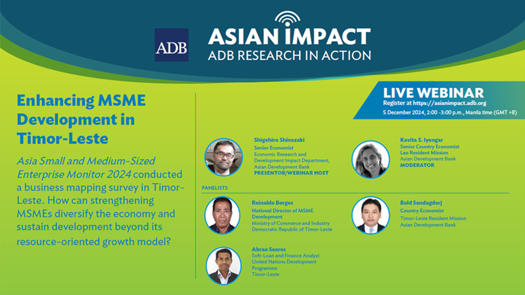Webinar on Enhancing MSME Development in Timor-Leste