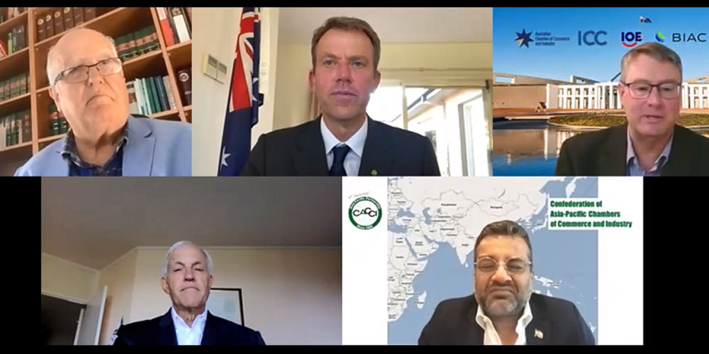 Australian Trade Minister Dan Tehan discusses WTO reforms with CACCI leaders on 26 October 2021