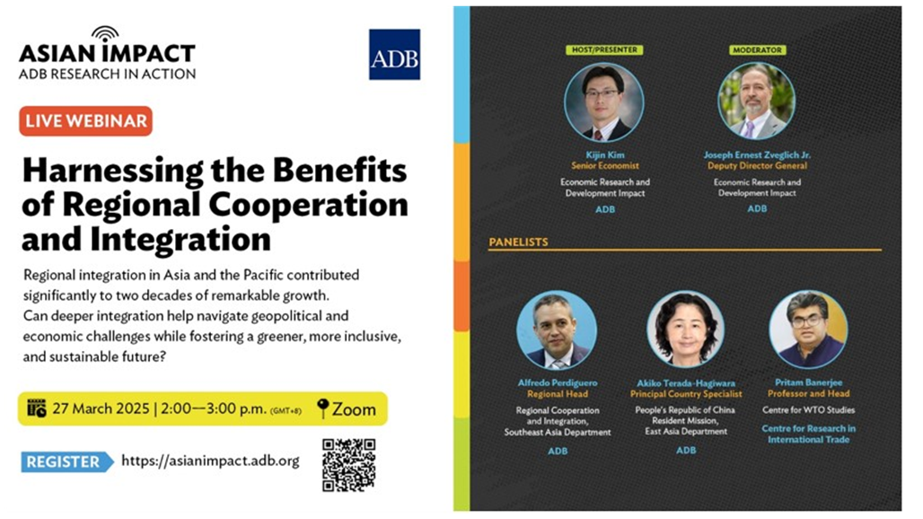 ADB webinar on Regional Cooperation & Integration on 27 March 2025