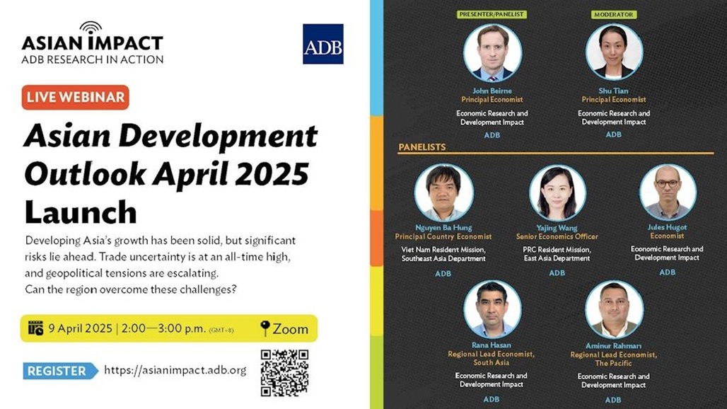 ADB webinar on Asian Development on 9 April 2025