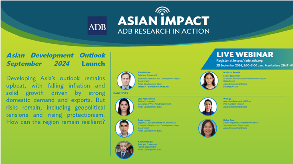 ADB webinar on Asian Development Outlook on 25 September 2024